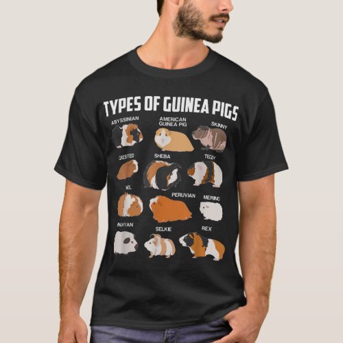 Types Of Guinea Pigs Owner Cool Animal Kids Xmas G T_Shirt