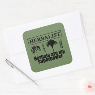 Types of herbals herbalist square sticker
