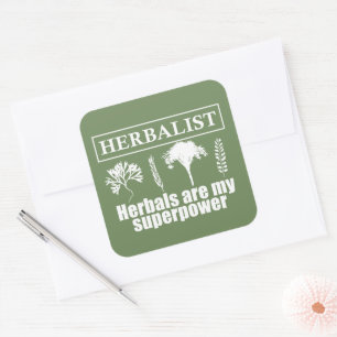 Types of herbals herbalist square sticker
