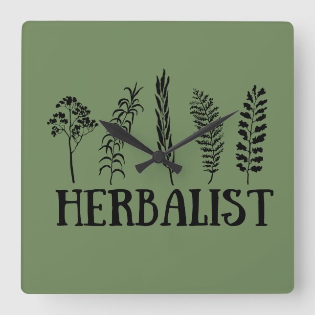 Types of herbals herbalist square wall clock (Front)