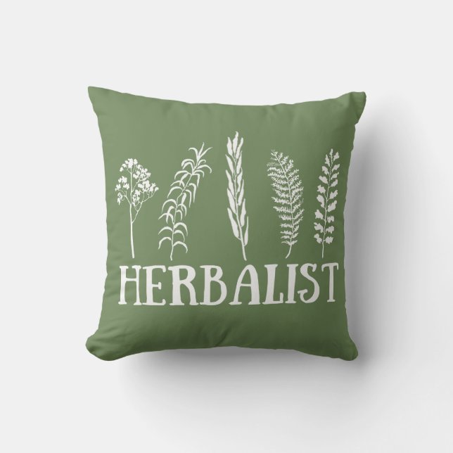 Types of herbals herbalist throw pillow (Front)