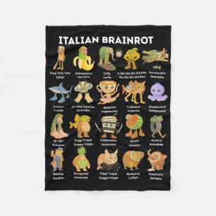 Types Of Italian Brainrot Meme Character Hand Draw Fleece Blanket