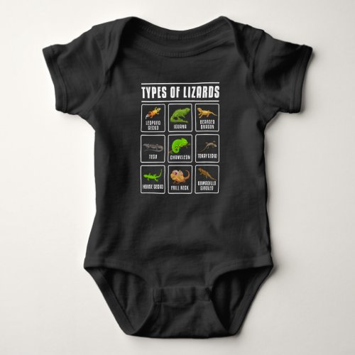 Types of Lizards Lizard Reptiles Baby Bodysuit