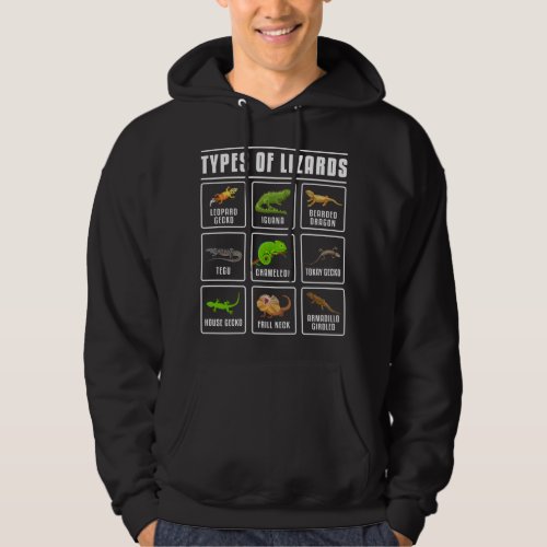 Types of Lizards Lizard Reptiles Hoodie