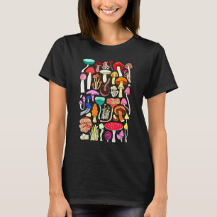 Types Of Mushrooms Food Nature Forest Fungi Vegan T-Shirt