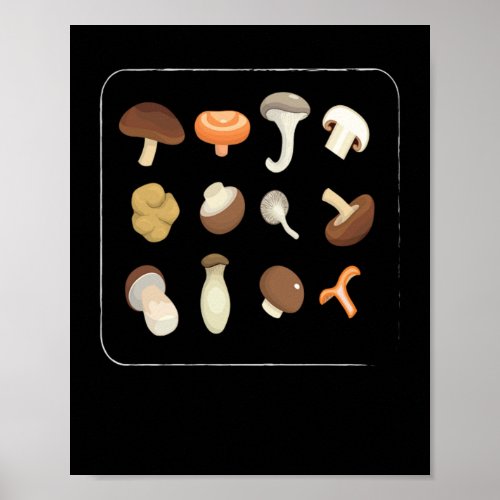 Types Of Mushrooms Mushroom Collecting Fungi Poster
