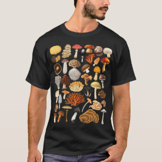 Types Of Mushrooms Mycology Fungi Foraging Mushroo T-Shirt