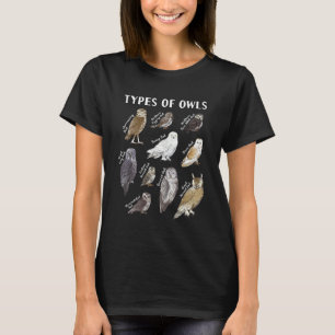 Types of Owls Educational Collection Cute Owl T-Shirt