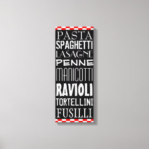 Types Of Pasta's Kitchen Art Canvas Print