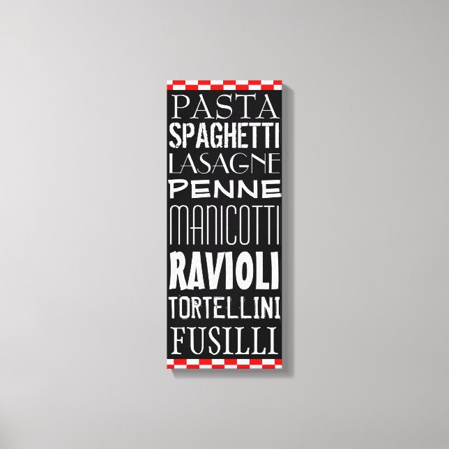 Types Of Pasta's Kitchen Art Canvas Print (Front)