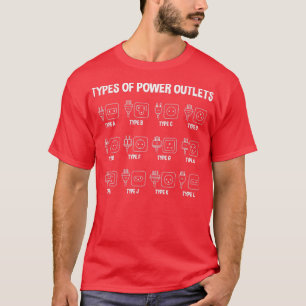 Types of Power Outlets Funny Electricians Gift  T-Shirt