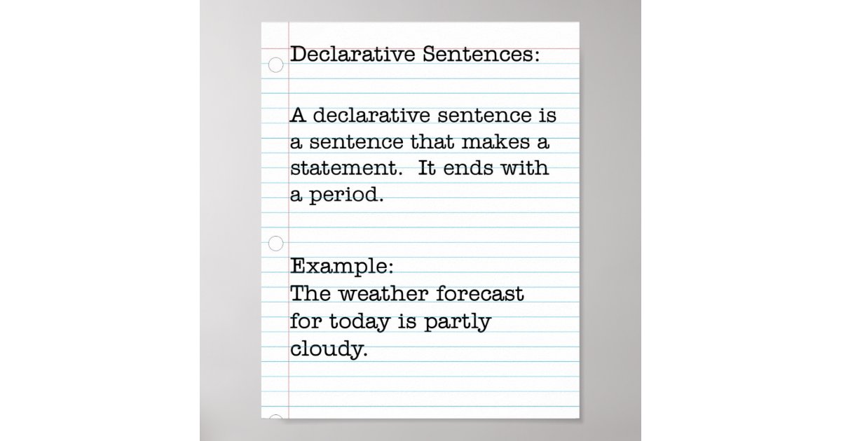 Types of Sentences: Declarative Sentences Poster | Zazzle.com