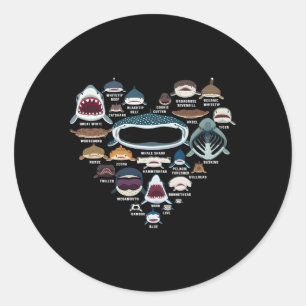 Types Of Shark Identification Shark Faces Shark He Classic Round Sticker