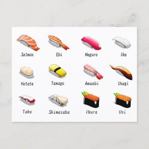 Types Of Sushi Postcard