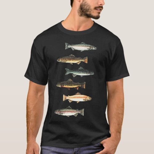 Types of Trout Fish Species Collection Fishing T_Shirt