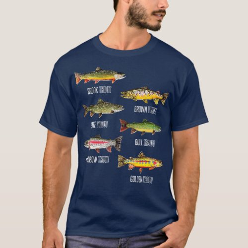 Types of Trout Fish Species Fishing Gift  T_Shirt