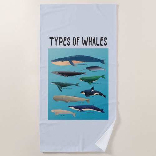 Types Of Whales Ocean Mammal Variety Beach Towel