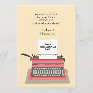 Typewriter Administrative Professional Day Thank You Card