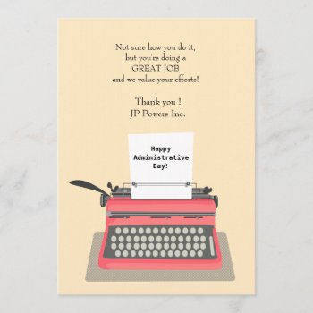 Typewriter Administrative Professional Day Thank You Card by CottonLamb at Zazzle