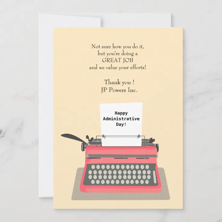Typewriter Administrative Professional Day Thank You Card