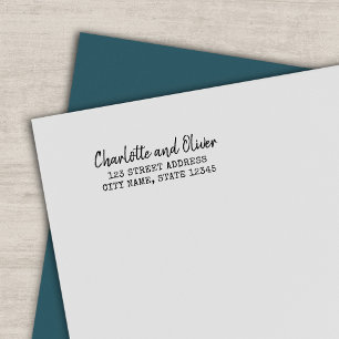 Typewriter and Script Name Couple Return Address Self-inking Stamp