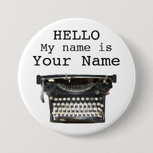 Typewriter Author Writer Name Tag Personalized Pin