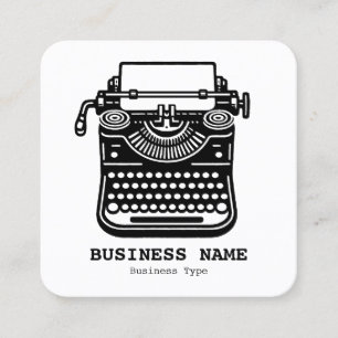Typewriter - Black on White Square Business Card