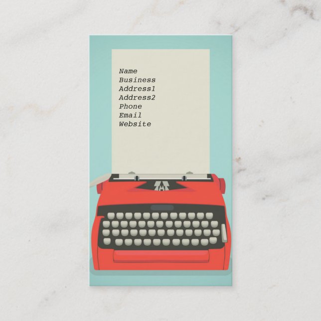 Typewriter Business Cards for Authors and Writers (Front)