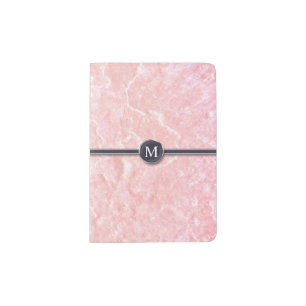 Typewriter Button Monogram with Marbled Background Passport Holder