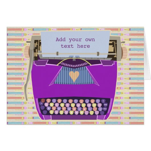 Typewriter Cute Retro Modern Personalized Text Cards (Front Horizontal)