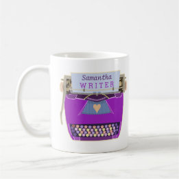 Typewriter Cute Retro Modern Purple Writer Name Coffee Mug