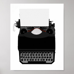 Typewriter Drawing Décor Print Poster
