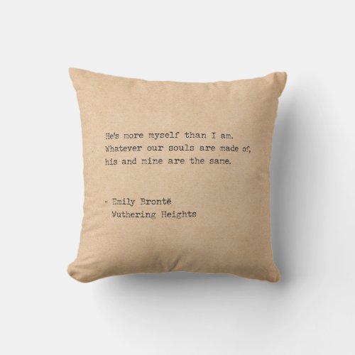 Typewriter Emily Bronte Our Souls are Made of Throw Pillow