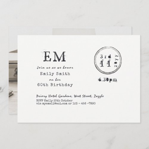 Typewriter Font 60th Birthday Invites Vintage Ink