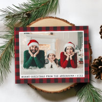 Typewriter Font Christmas Photo Red Plaid
