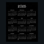 Typewriter font minimalist 2025 Black calendar Poster<br><div class="desc">A modern and simple black poster calendar for the year 2025 with a trendy typewriter font.</div>