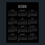 Typewriter font minimalist 2025 Black calendar Poster<br><div class="desc">A modern and simple black poster calendar for the year 2025 with a trendy typewriter font.</div>
