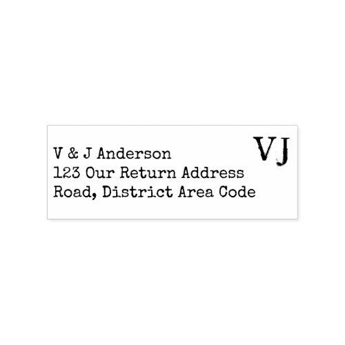 Typewriter Font Monogram Return Address Rubber Stamp
