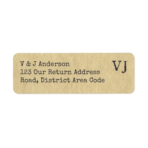 Typewriter Font Monogram Return Address Rustic Label