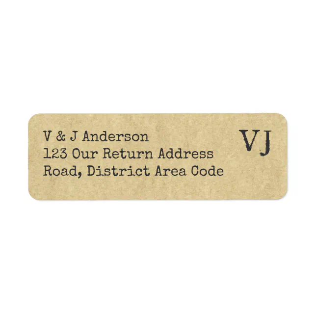 Typewriter Font Monogram Return Address Rustic Label Zazzle