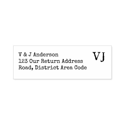 Typewriter Font Monogram Return Address Stamp