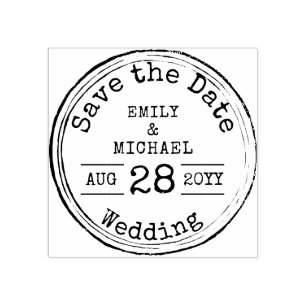 Typewriter Font Save The Date Wedding Rubber Stamp