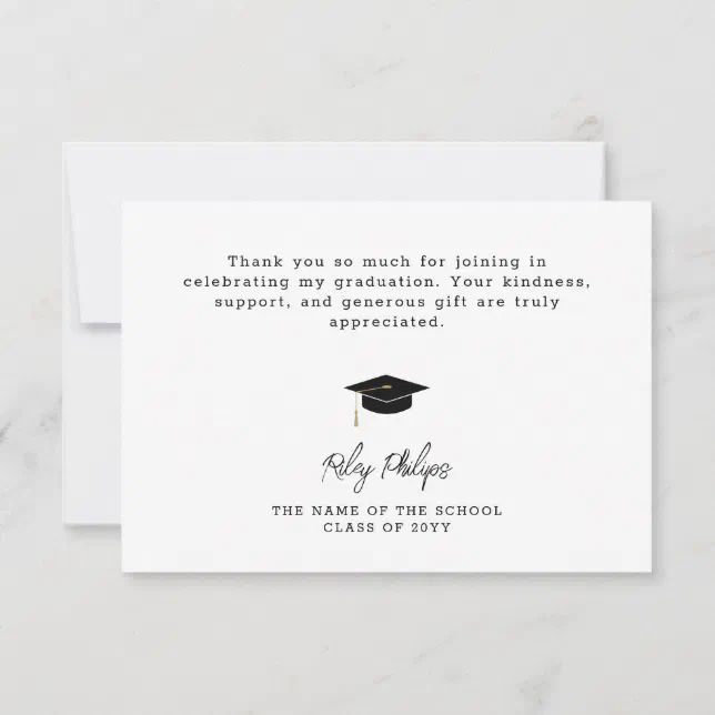 Typewriter Font & Signature Graduation Thank You | Zazzle