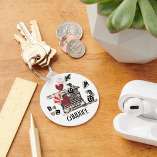 typewriter I love you Keychain