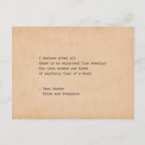 Typewriter Jane Austen Reading Quote Postcard