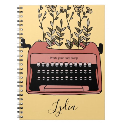 Typewriter Journal  monogram Name Retro Notebook