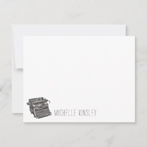 Typewriter Keyboard Writer Retro Gray Vintage Note Card