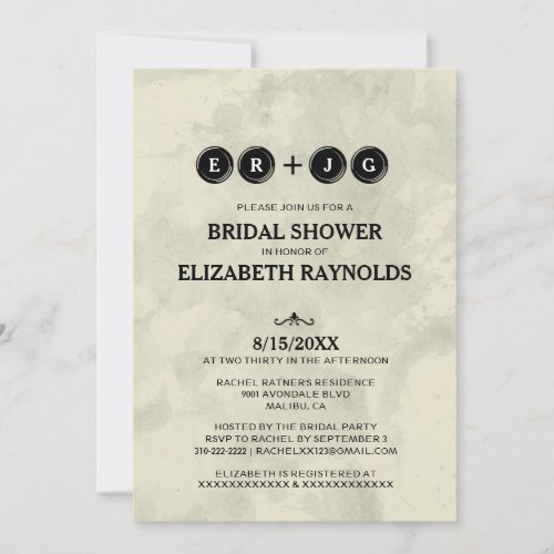 Typewriter Keys Bridal Shower Invitations