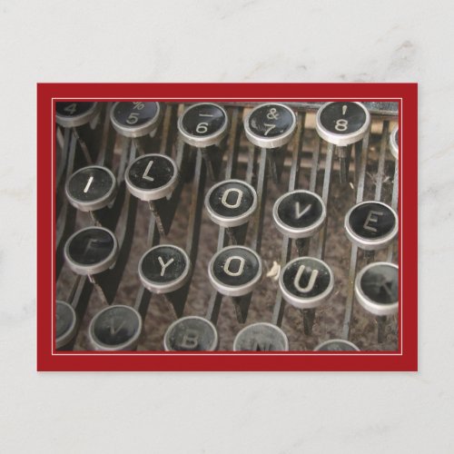 Typewriter Keys I Love You Postcard