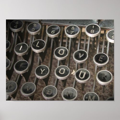 Typewriter Keys I Love You Poster